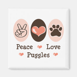 Peace Love Puggles Magnet