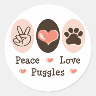 Peace Love Puggles Stickers