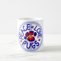 Peace Love Pugs Ceramic Coffee Mug