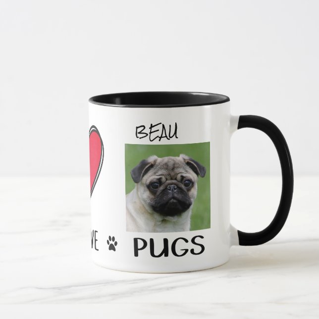 Peace Love Pugs Lovers Mug (Right)