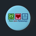 Peace Love Pulmonology 6 Cm Round Badge<br><div class="desc">Peace Love Pulmonology. A cool pulmonologist present for a pulmonology doctor or nurse with a peace sign,  heart,  and lungs. A great Christmas gift for a pulmonary specialist who treats asthma and other respiratory issues.</div>
