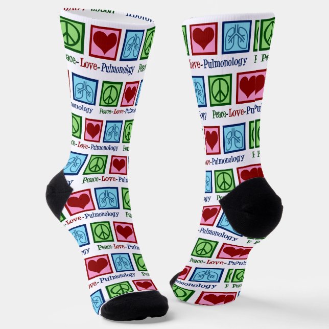 Peace Love Pulmonology Customisable Pulmonologist Socks (Angled)