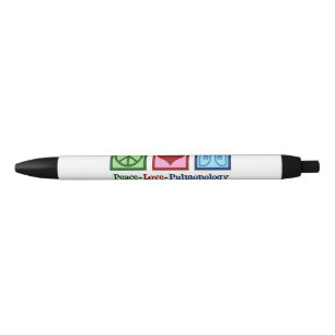 Peace Love Pulmonology Customizable Pulmonologist Black Ink Pen