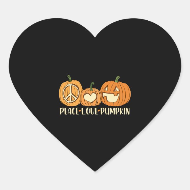 Peace Love Pumpkin Halloween Heart Sticker (Front)