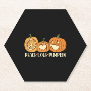 Peace Love Pumpkin Halloween Paper Coaster
