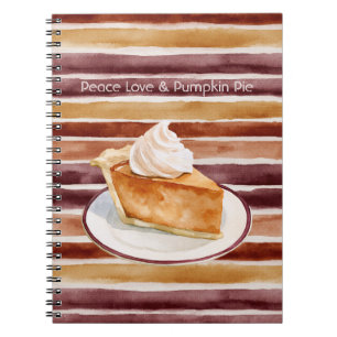 Peace Love & Pumpkin Pie Burgundy Peach Stripes Notebook