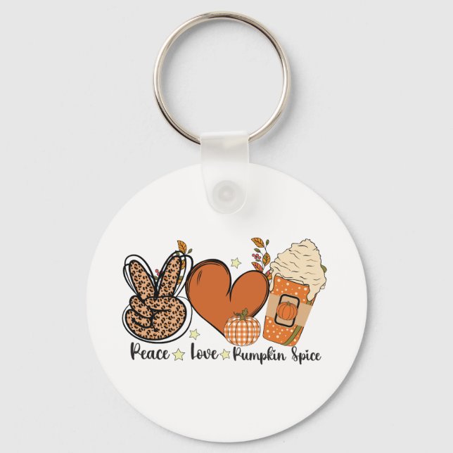 Peace Love Pumpkin Spice Fall Key Ring (Front)