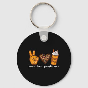 Peace Love Pumpkin Spice Fun Autumn Fall Season Wo Key Ring