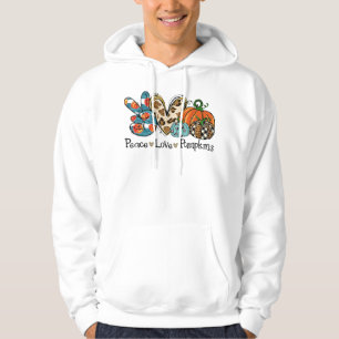 Peace Love Pumpkins Leopard Happy Halloween Hoodie