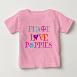 Peace Love Puppies on Pink Shirt