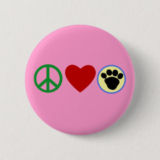 Peace Love Puppy Paws T shirts, Gifts 6 Cm Round Badge
