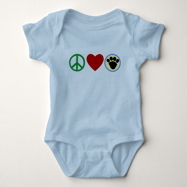 Peace Love Puppy Paws T shirts, Gifts Baby Bodysuit (Front)