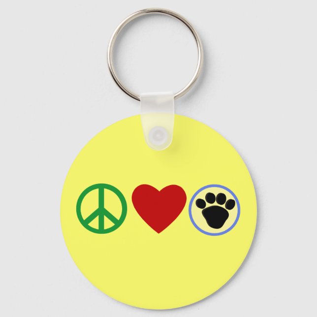 Peace Love Puppy Paws T shirts, Gifts Key Ring (Front)