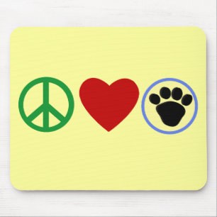 Peace Love Puppy Paws T shirts, Gifts Mouse Pad