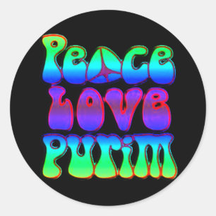 Peace Love Purim Classic Round Sticker