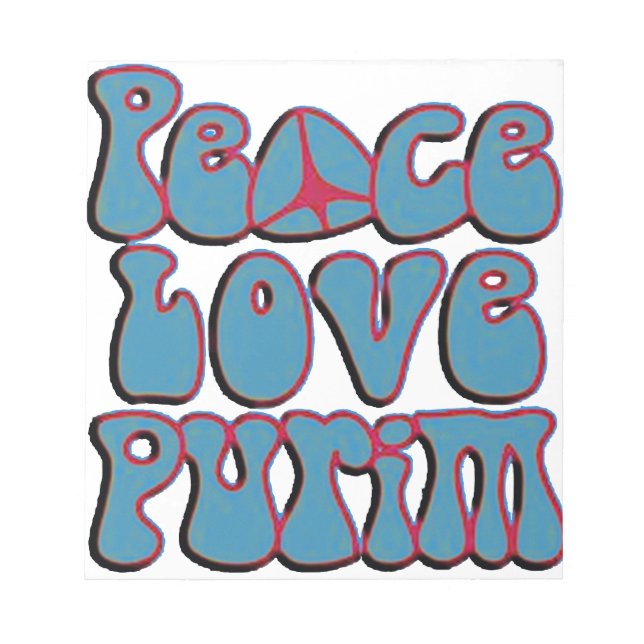 Peace Love Purim.png Notepad (Front)