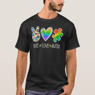 Peace Love Puzzle Piece Autism Awareness T-Shirt