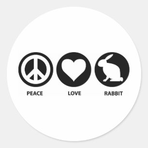 Peace Love Rabbit Classic Round Sticker