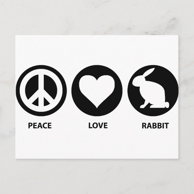 Peace Love Rabbit Postcard (Front)