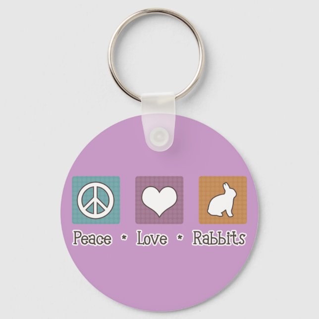 Peace Love Rabbits Key Ring (Front)