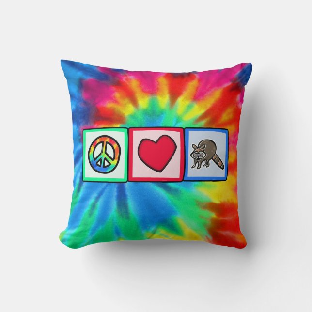 Peace, Love, Raccoons Cushion (Front)