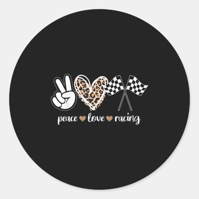 Peace Love Racing  Classic Round Sticker (Front)