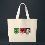 Peace Love Radio Large Tote Bag<br><div class="desc">If you love radios more than anything and always are trying to get a signal,  you will love this design.</div>