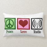 Peace Love Radio Lumbar Cushion<br><div class="desc">A peace sign,  heart,  and radio airwaves.</div>
