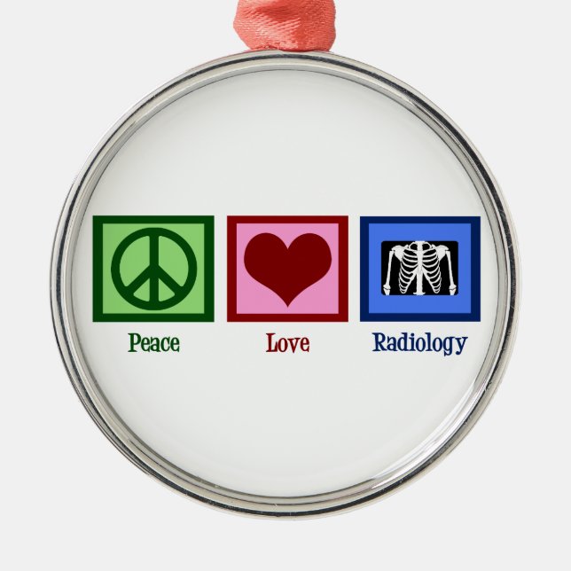 Peace Love Radiology Metal Tree Decoration (Front)