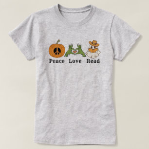 Peace Love Read Halloween Western T-Shirt