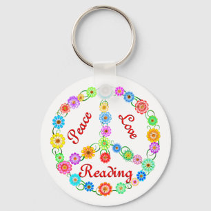 Peace Love Reading Key Ring