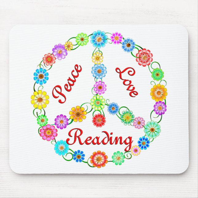 Peace Love Reading Mouse Pad (Front)