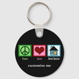 Peace Love Real Estate Company Custom Realtor Key Ring