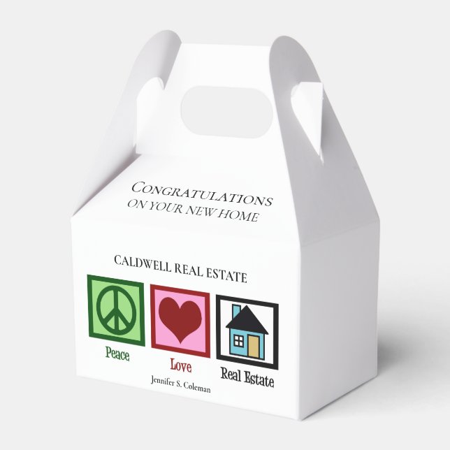 Peace Love Real Estate Custom Housewarming Favour Box (Front Side)