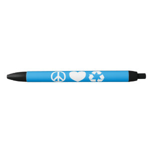 Peace Love Recycle Black Ink Pen