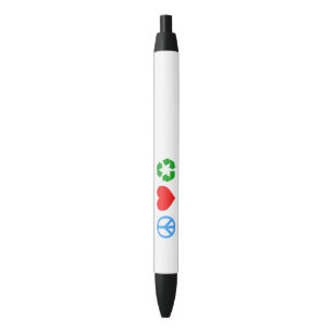 Peace Love Recycle Black Ink Pen