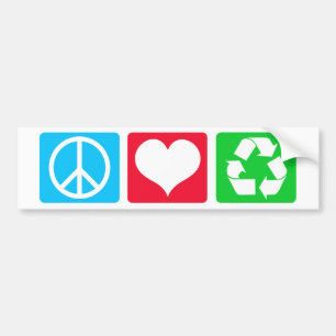 Peace Love Recycle Bumper Sticker