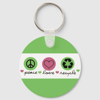 Peace, Love, Recycle. Key Ring