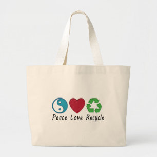 Peace Love Recycle Large Tote Bag