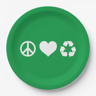 Peace Love Recycle Paper Plate