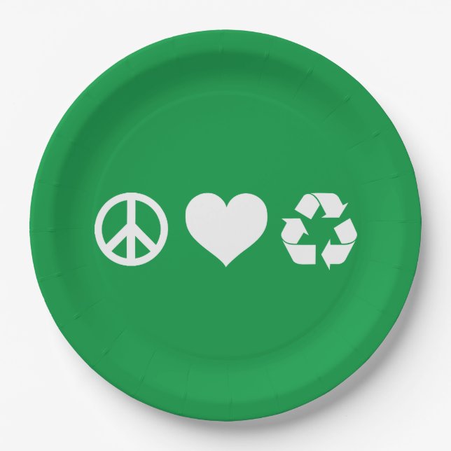Peace Love Recycle Paper Plate (Front)
