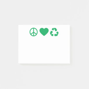 Peace Love Recycle Post-it Notes