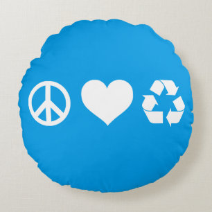 Peace Love Recycle Round Cushion
