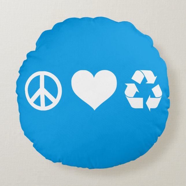 Peace Love Recycle Round Cushion (Front)