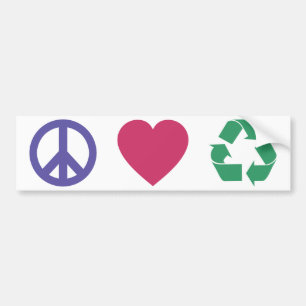 Peace, Love, Recycling Bumper Sticker