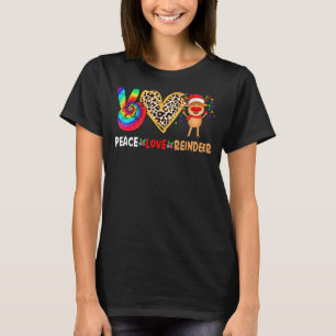 Peace Love Reindeer Xmas Reindeer Tie Dye Hand Leo T-Shirt