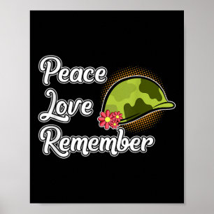 Peace Love Remember Memorial Day Veterans Graphic Poster