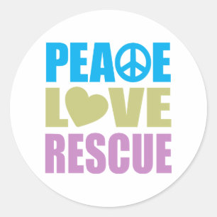Peace Love Rescue Classic Round Sticker