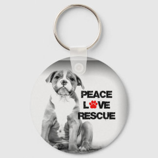Peace Love Rescue Dog Key Ring