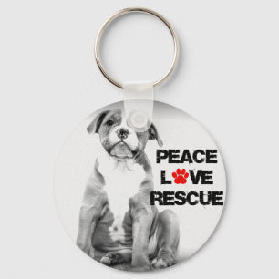 Peace Love Rescue Dog Key Ring